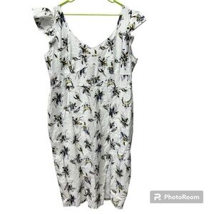 Tanya Taylor Linen Blend Front Slit Dress Women’s Size 20 ( MISSING BELT )